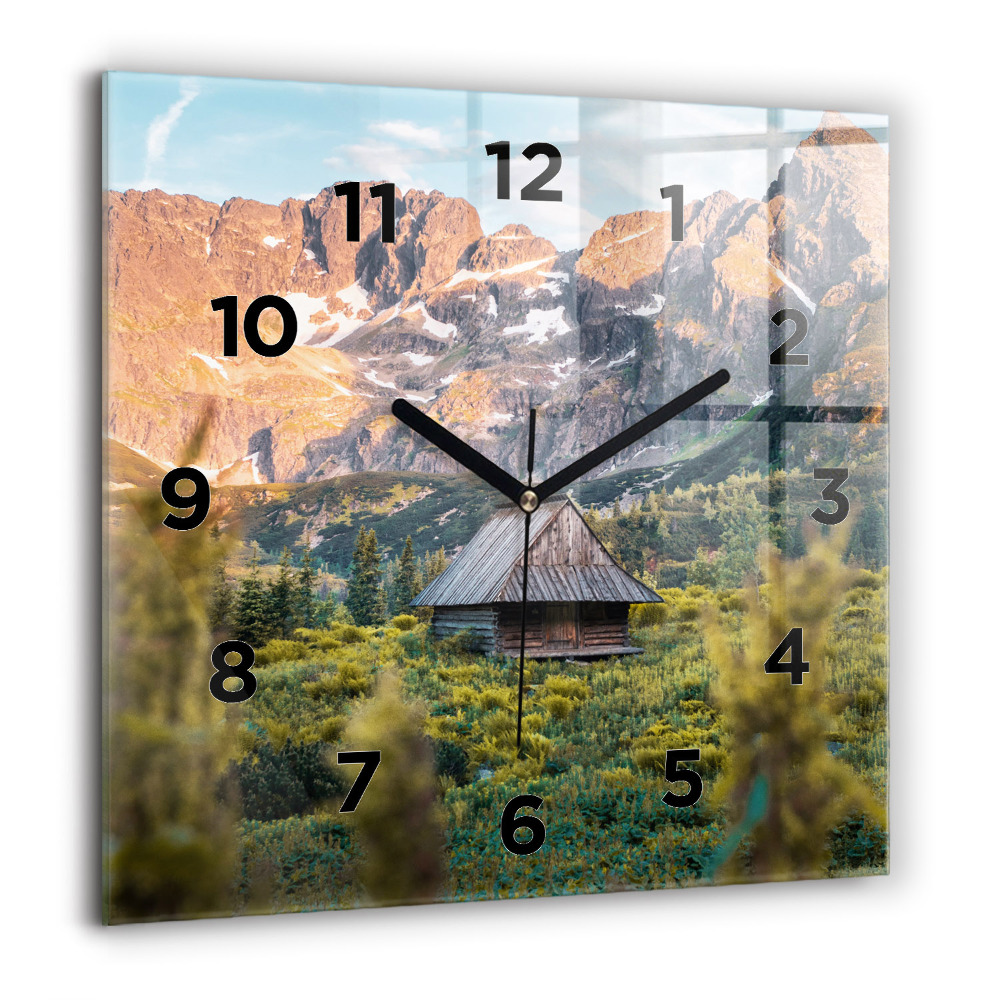 Pendule carrée en verre 60x60 cm Chalet dans les Tatras
