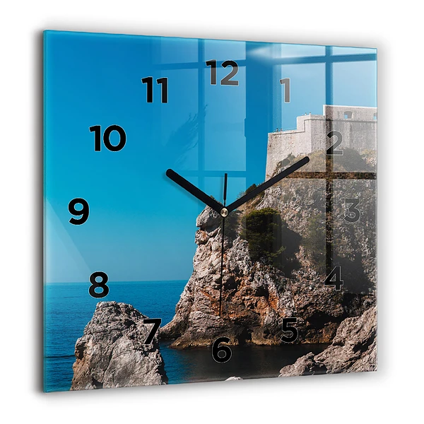 Horloge murale carrée 60x60 cm Falaises de Dubrovnik