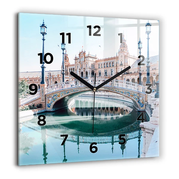 Pendule carrée en verre 60x60 cm Place d'Espagne à Séville