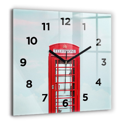 Horloge carrée en verre 60x60 cm Cabine téléphonique