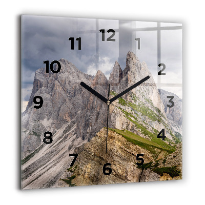 Horloge carrée en verre 60x60 cm Montagnes rocheuses