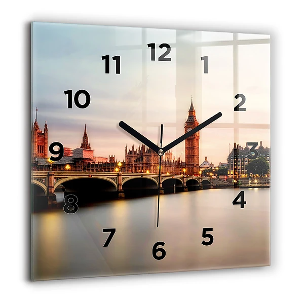 Pendule carrée en verre 60x60 cm Big Ben à Londres