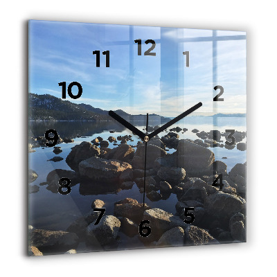 Horloge carrée en verre 60x60 cm Vue sur la mer