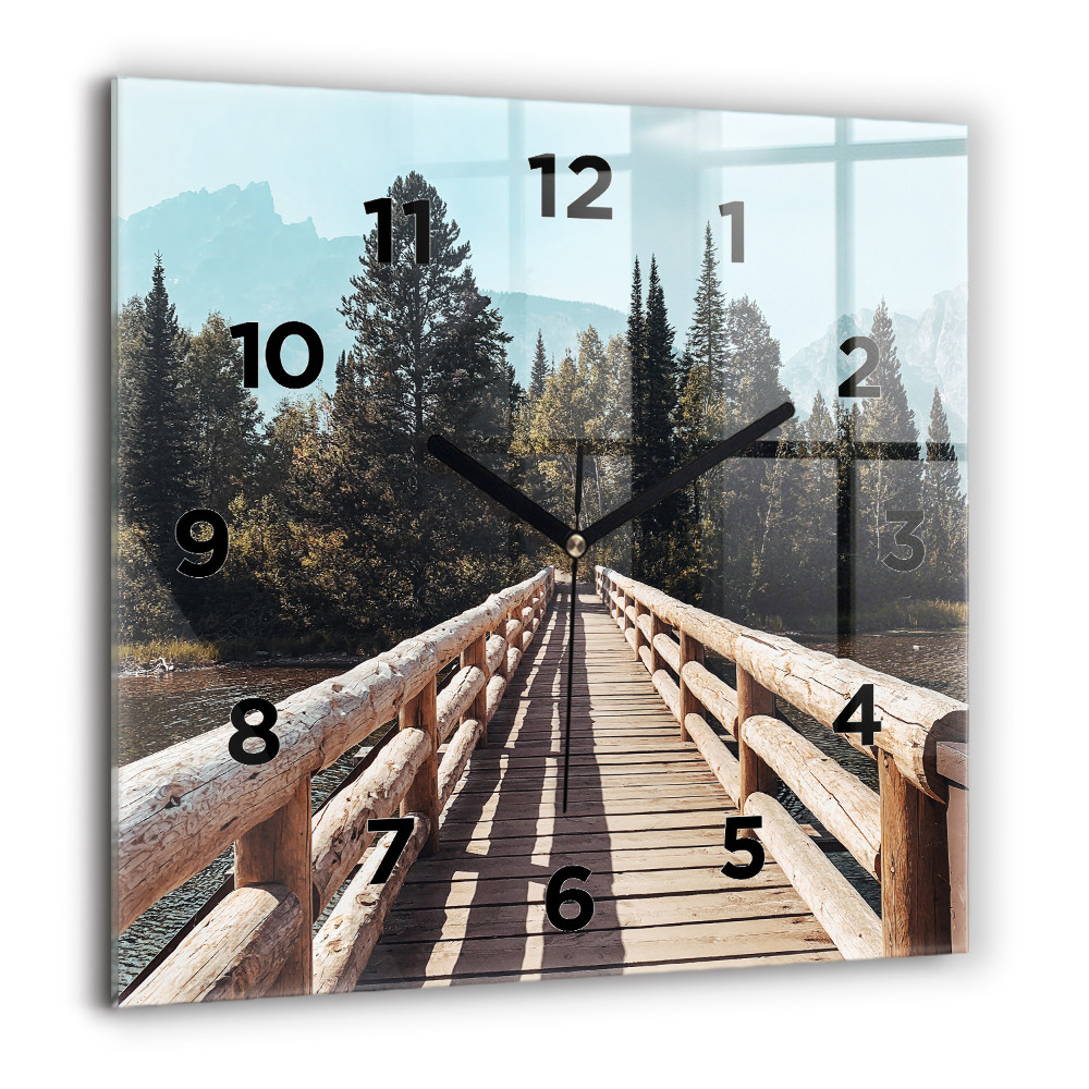 Horloge murale carrée 60x60 cm Montagnes à Yellowstone