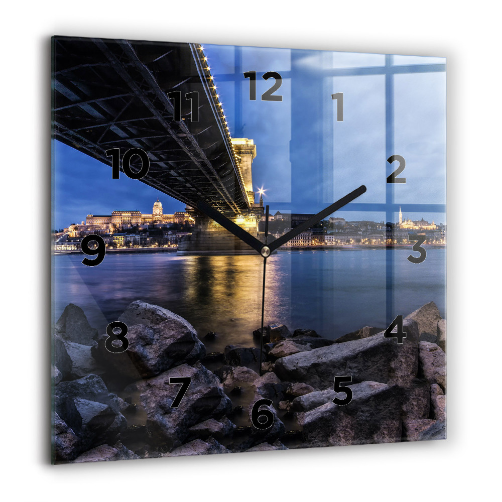 Horloge murale carrée 60x60 cm Rivage rocheux sous le pont