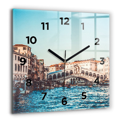 Horloge murale carrée 60x60 cm Le pont du Rialto à Venise