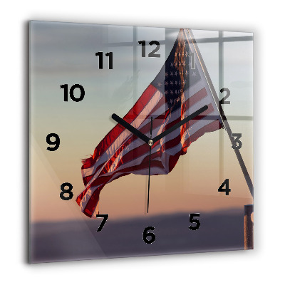 Horloge murale carrée 60x60 cm Le drapeau américain flottant
