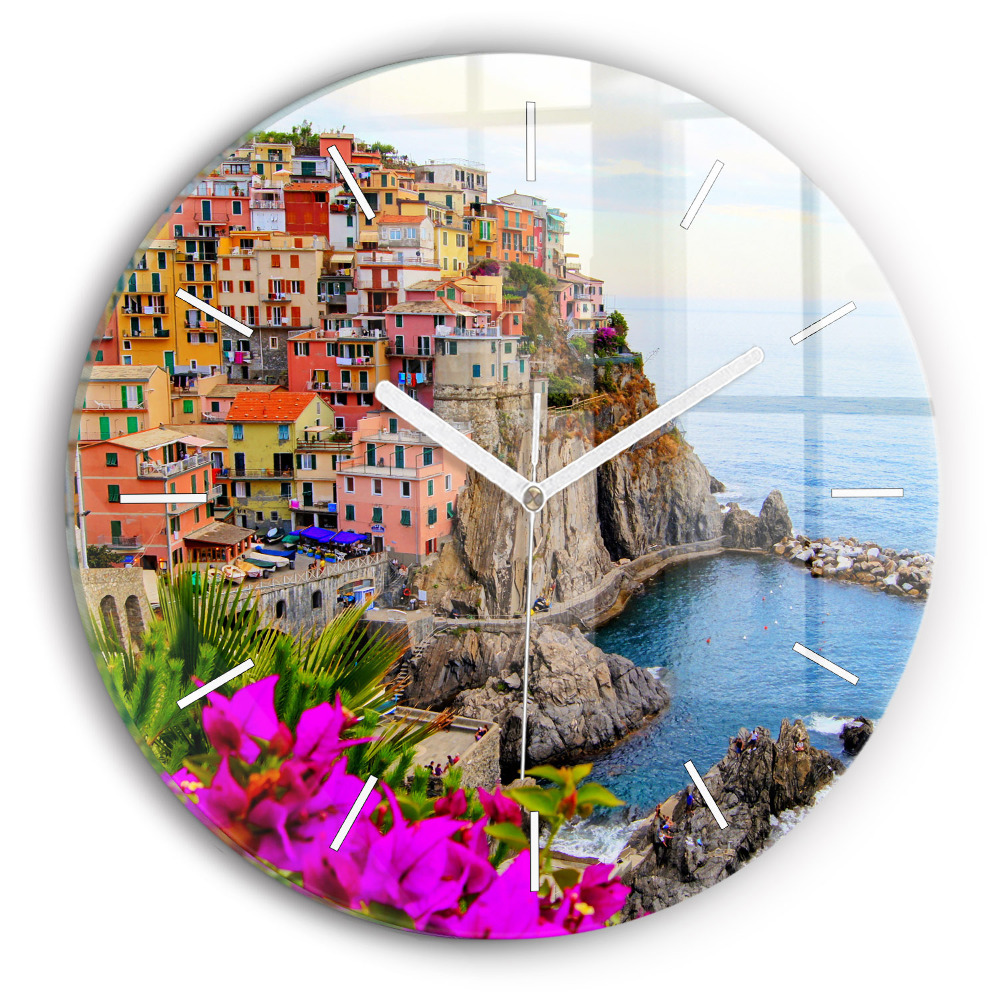 Horloge ronde en verre Côte des Cinque Terre