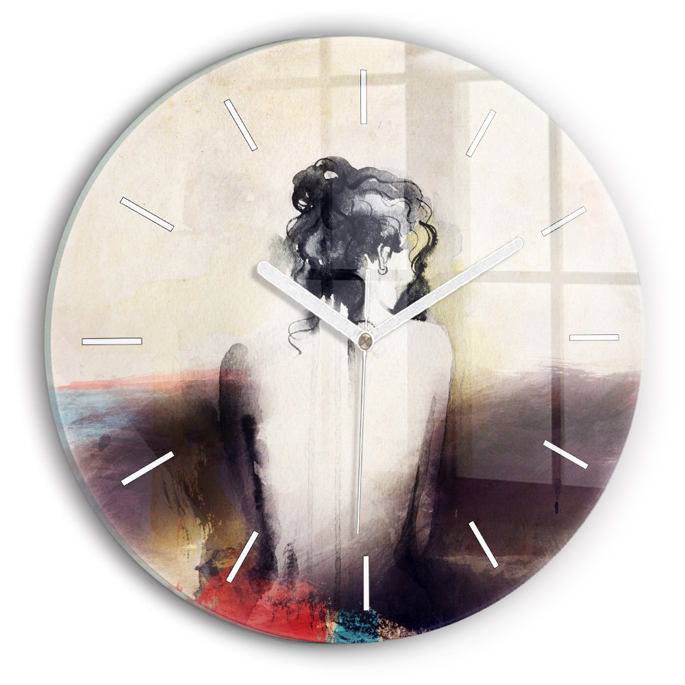 Pendule murale ronde Portrait abstrait d'une femme
