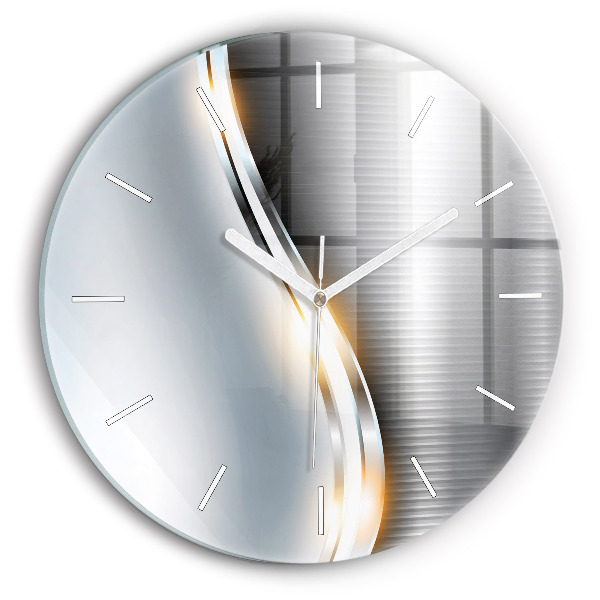 Horloge ronde en verre Abstraction métallique