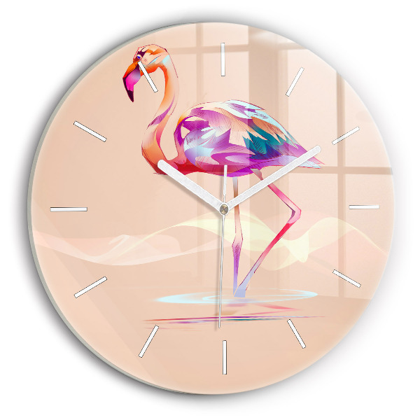 Pendule murale ronde Illustration d'un flamant rose