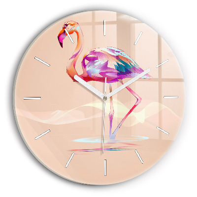 Pendule murale ronde Illustration d'un flamant rose
