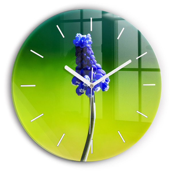 Horloge ronde murale Fleurs bleues