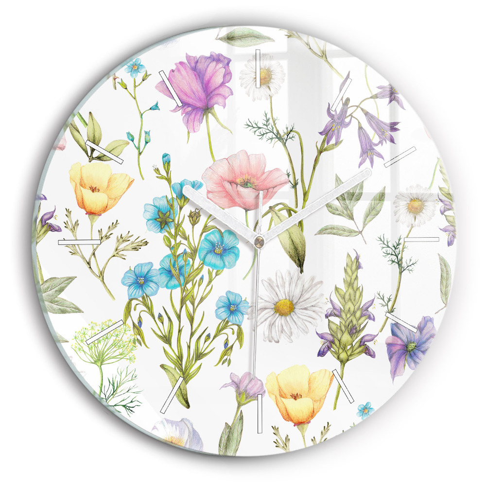Horloge ronde Composition de fleurs