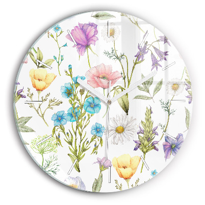 Horloge ronde Composition de fleurs
