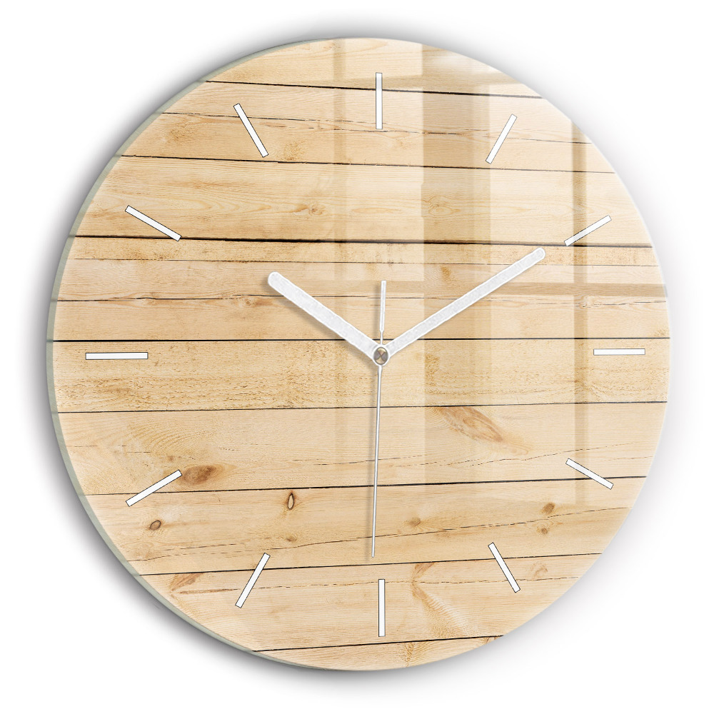 Horloge ronde en verre Planches en bois