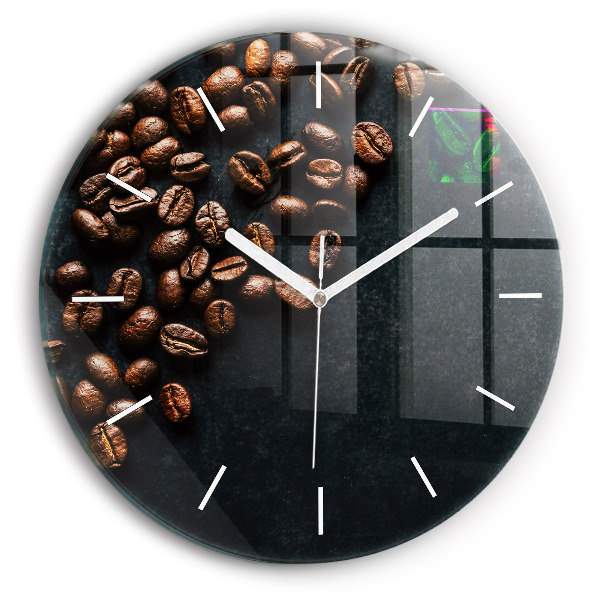 Horloge ronde en verre Grains de café