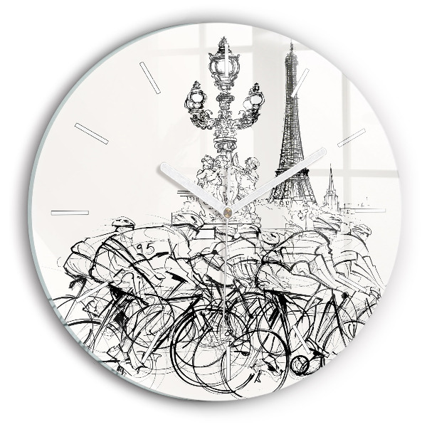 Horloge ronde murale Dessin d'une course cycliste