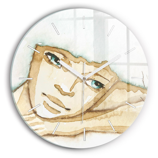 Horloge ronde en verre Portrait de femme