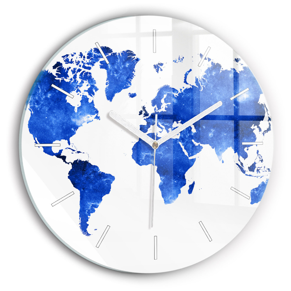 Horloge ronde en verre Carte du monde cosmique