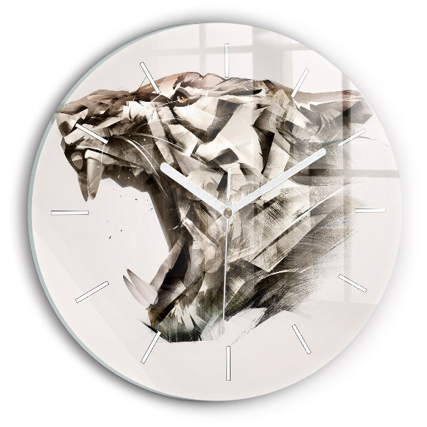 Horloge ronde en verre Portrait peint d'un tigre