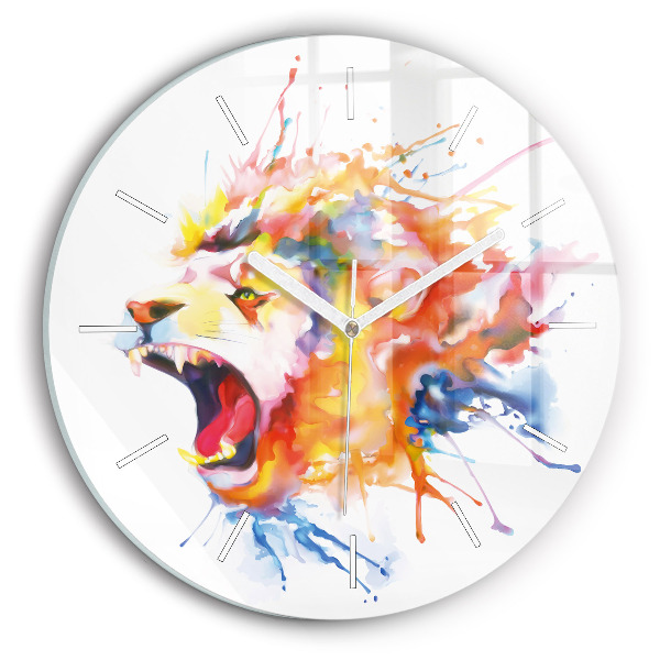 Horloge ronde Lion - aquarelle