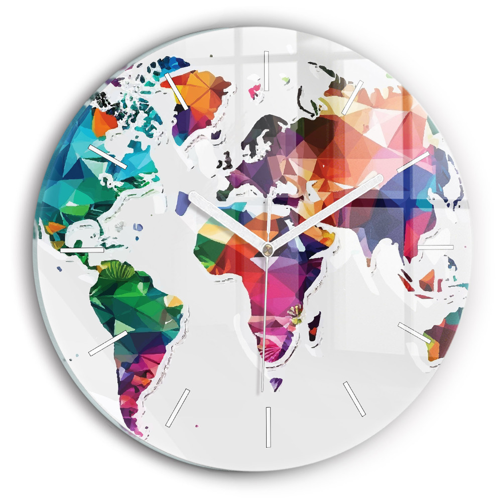Horloge ronde murale Triangles de la carte du monde