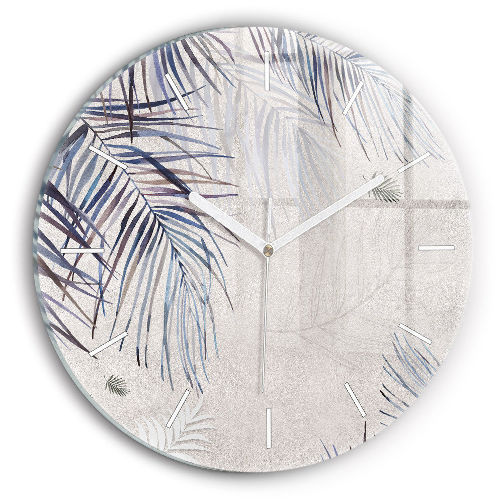 Horloge ronde en verre Feuille de palmier
