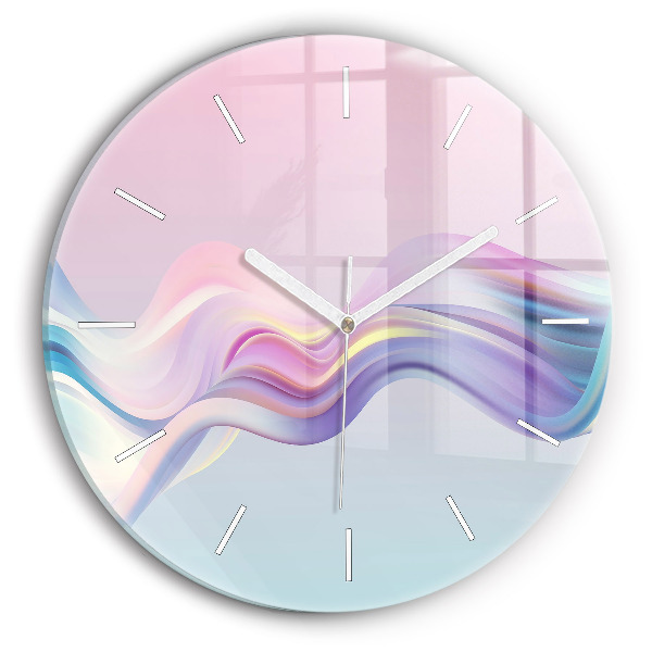 Horloge ronde murale Abstraction de vagues au pastel