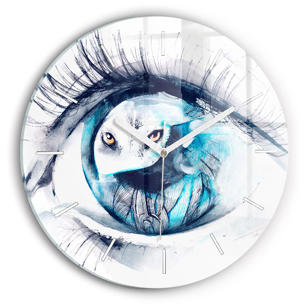 Horloge ronde en verre Illustration d'un œil de loup