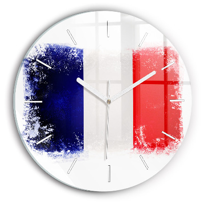 Horloge ronde en verre Drapeau de la France