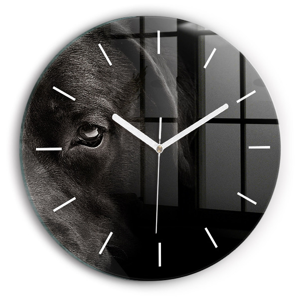 Horloge ronde en verre Chien et chat écossais