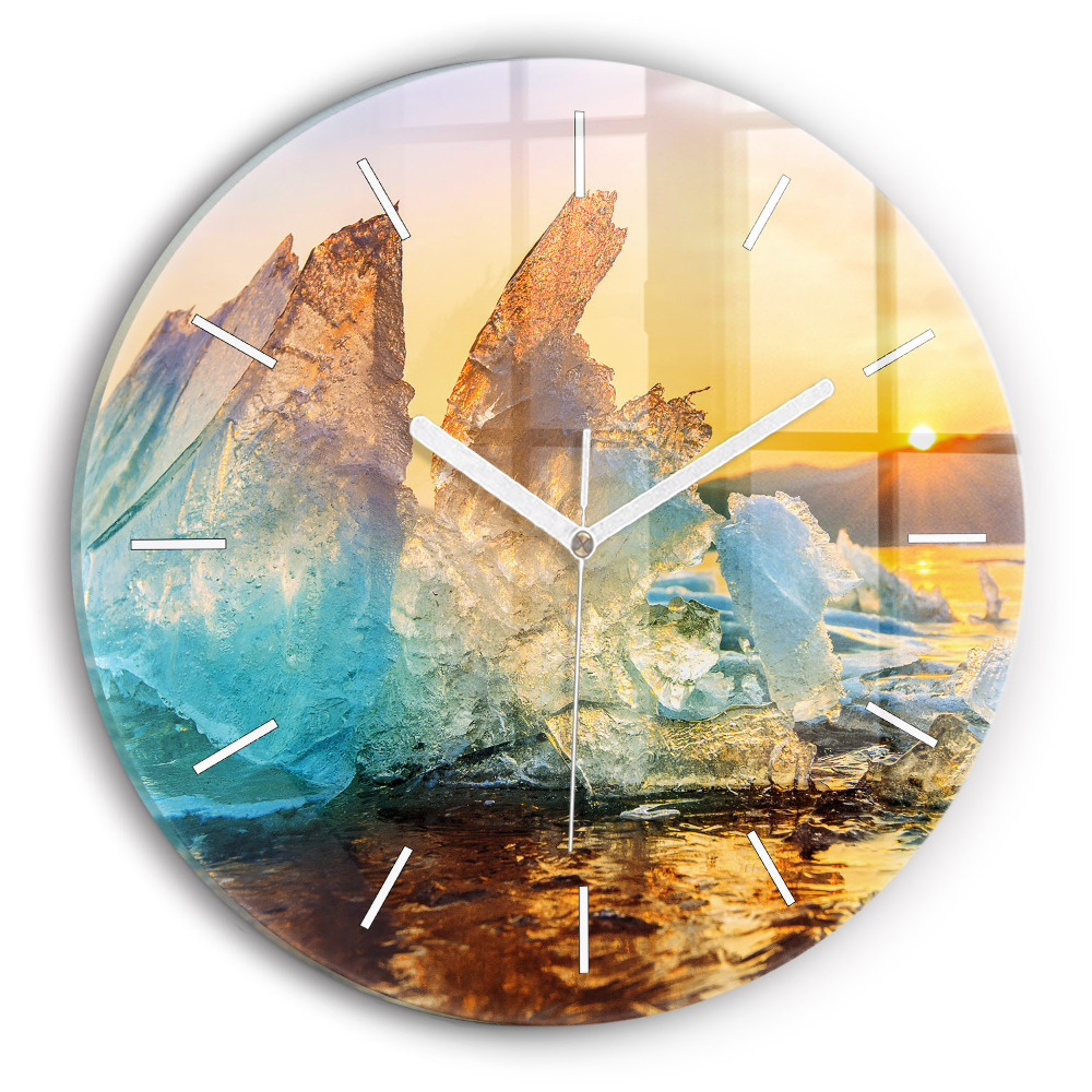 Horloge ronde Iceberg et lever de soleil