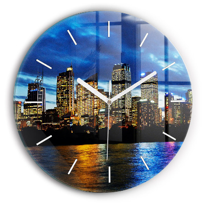 Horloge ronde en verre Sydney le soir