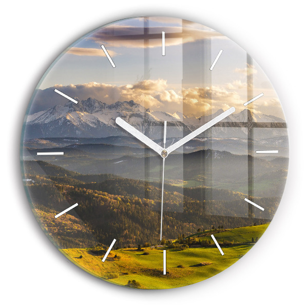 Horloge ronde en verre Montagnes - Haut sommet de Pieniny