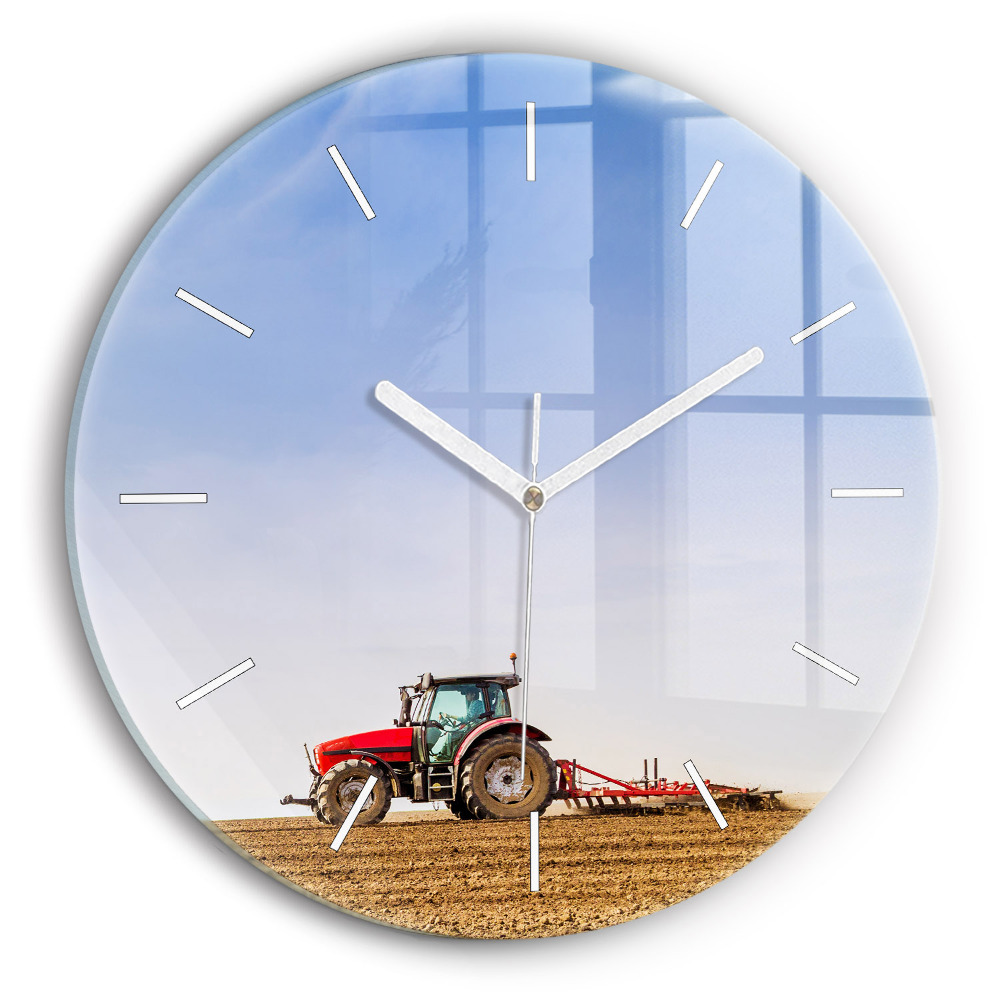 Pendule murale ronde Agriculteur dans un tracteur