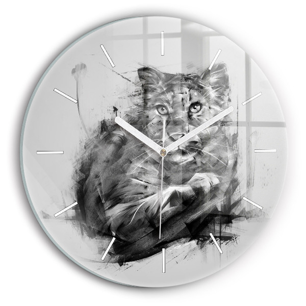 Horloge ronde Lion peint