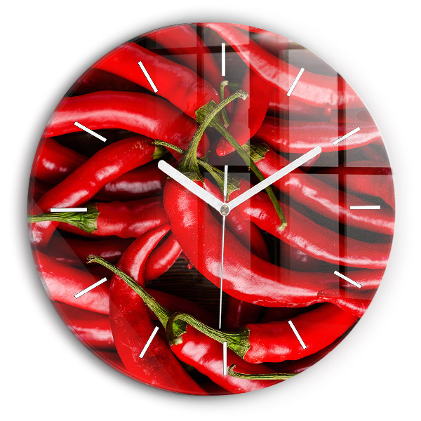 Horloge ronde en verre Piments forts