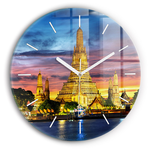 Horloge ronde en verre Temple à Bangkok