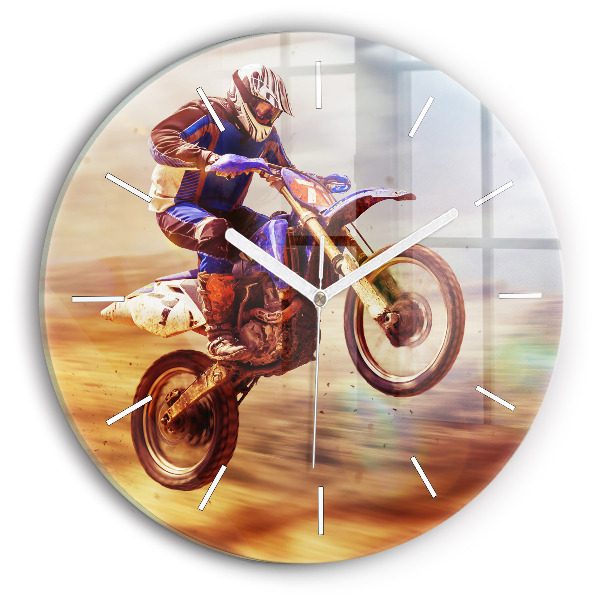 Horloge ronde en verre Motocross enduro