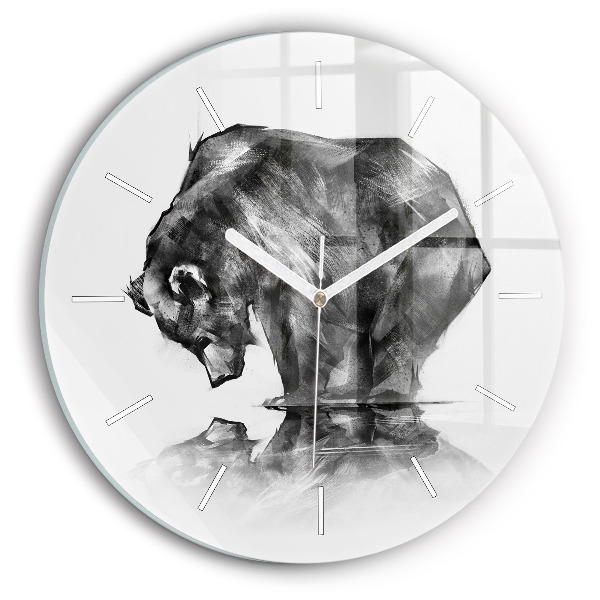 Horloge ronde en verre Dessin d'ours