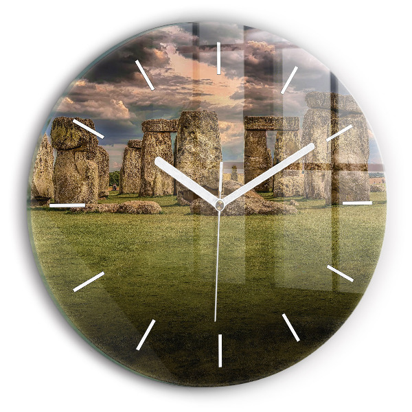 Horloge ronde en verre Stonehenge Nimbostratus