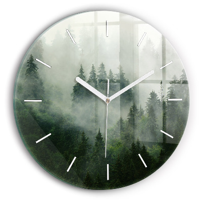 Horloge ronde Forêt brumeuse