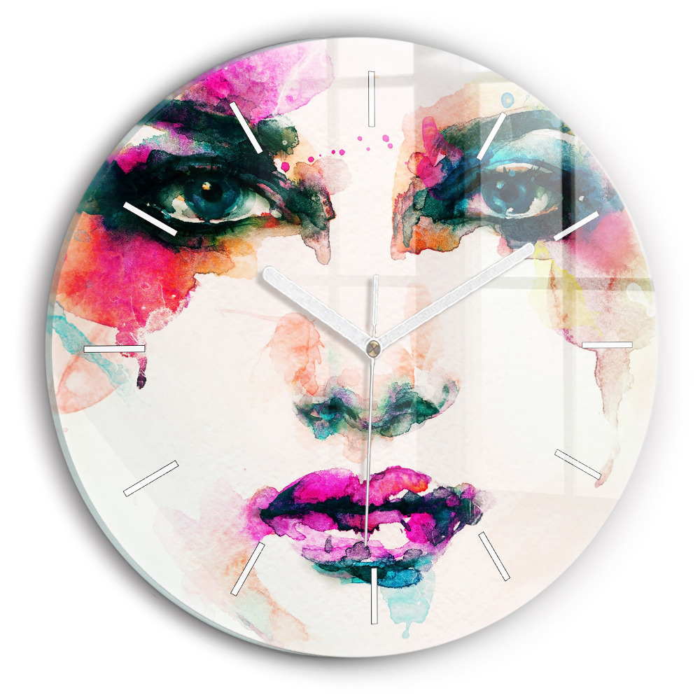 Pendule murale ronde Visage abstrait d'une femme