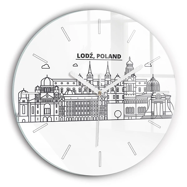 Horloge ronde en verre Łódź architecture panorama