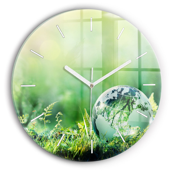 Horloge ronde en verre Globe terrestre