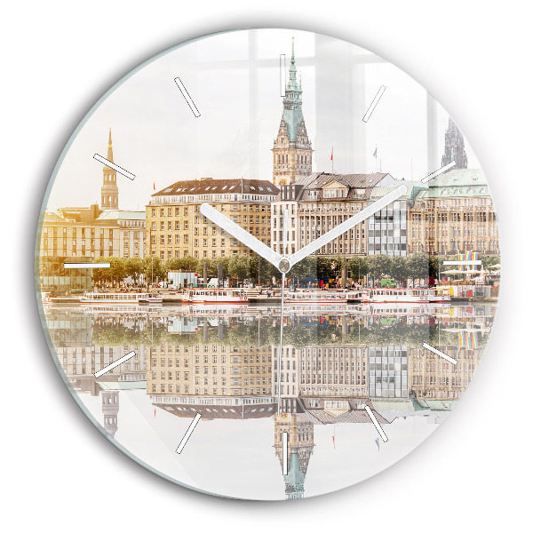 Horloge ronde murale Fleuve Hambourg Allemagne