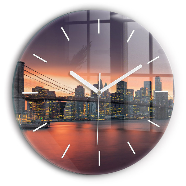 Horloge ronde en verre New York East River