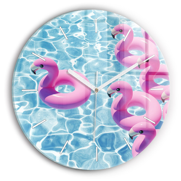 Horloge ronde Pontons flamants