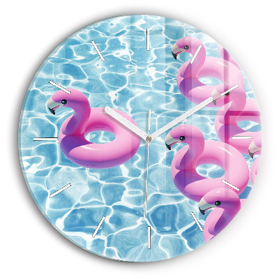 Horloge ronde Pontons flamants